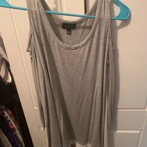 Cold shoulder tunic top with white stripe